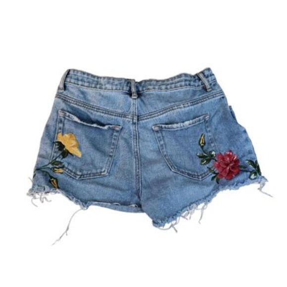 Pacsun Los Angeles Floral Embroidered Jean Short-Shorts - Picture 2 of 2